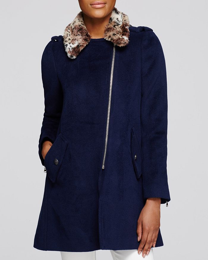 Rebecca Taylor Wool Coat with Faux Fur Leo Collar Bloomingdale s