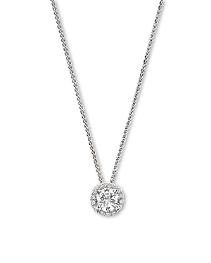 Diamond Halo Pendant Necklace in 14K White Gold,.35 ct. t.w. - 100% Exclusive