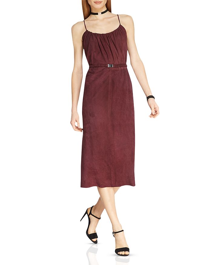 And The Why Faux Suede Cut Edge Slit Cami Midi Dress main image 0