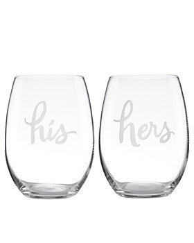 kate spade new york - Two Of A Kind His & Hers Stemless Wine Glass, Set of 2