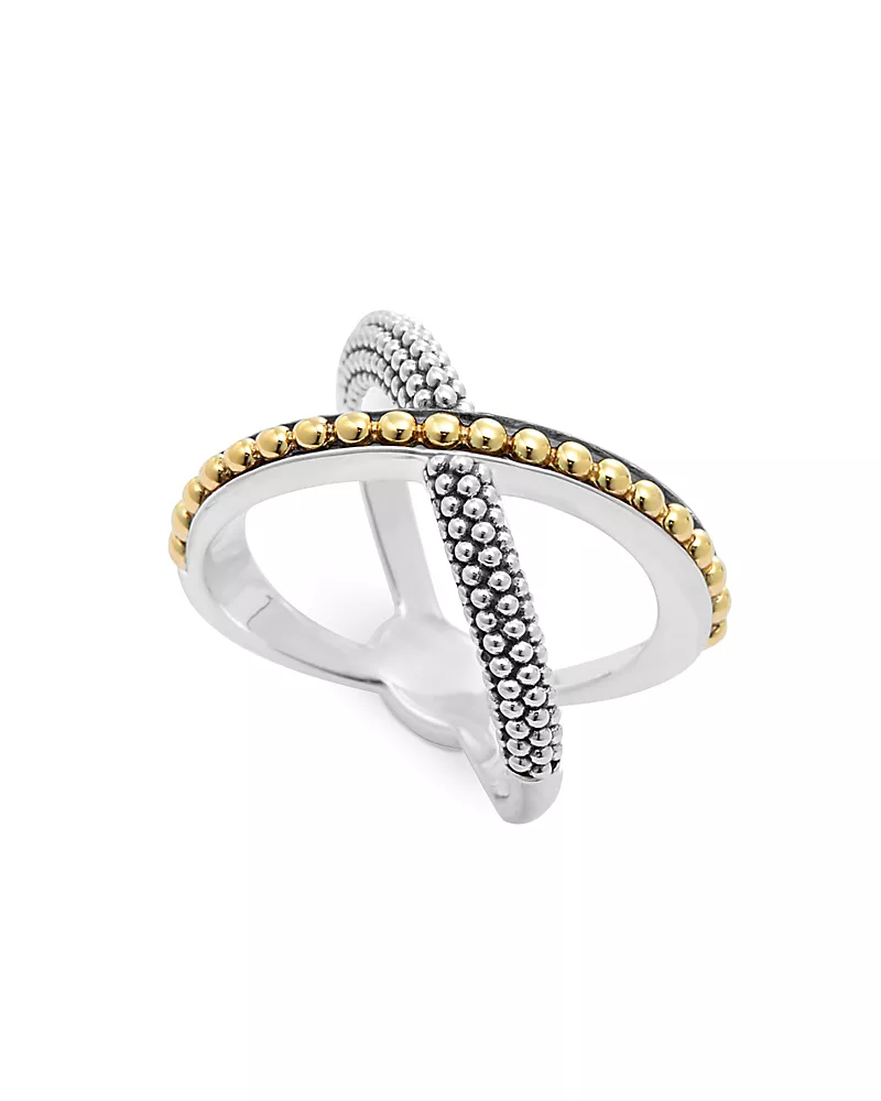 Lagos 18K Gold and Sterling Silver Enso X Ring