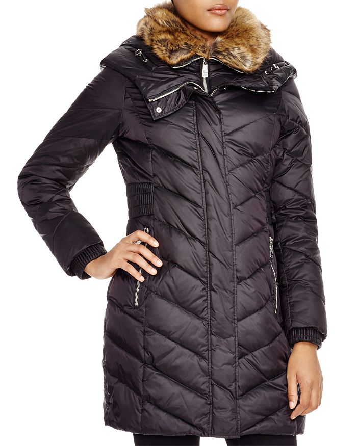 DKNY Down Coat with Faux Fur Bloomingdale's