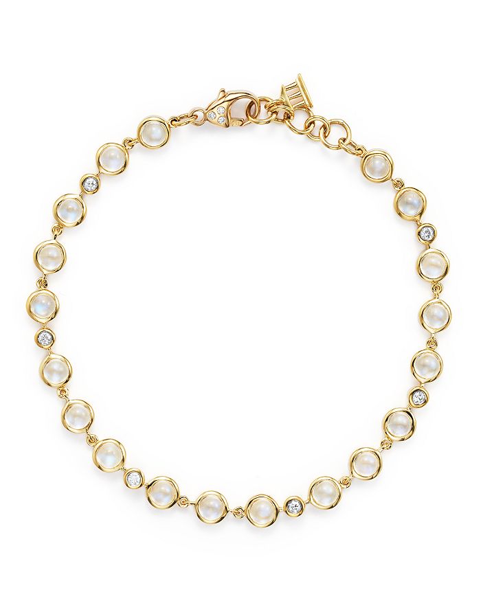 Shop Temple St Clair 18k Gold Small Bracelet With Royal Blue Moonstone And Diamonds