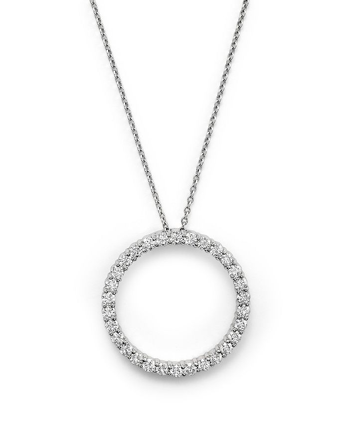 ROBERTO COIN 18K WHITE GOLD AND DIAMOND LARGE CIRCLE NECKLACE, 16,001783AWCHX0
