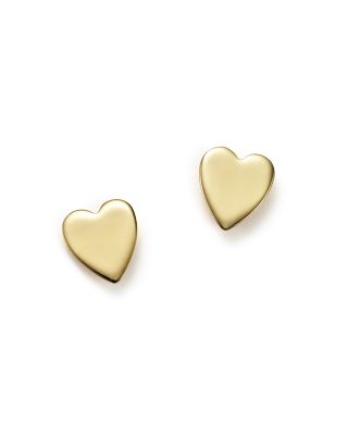 yellow gold heart stud earrings