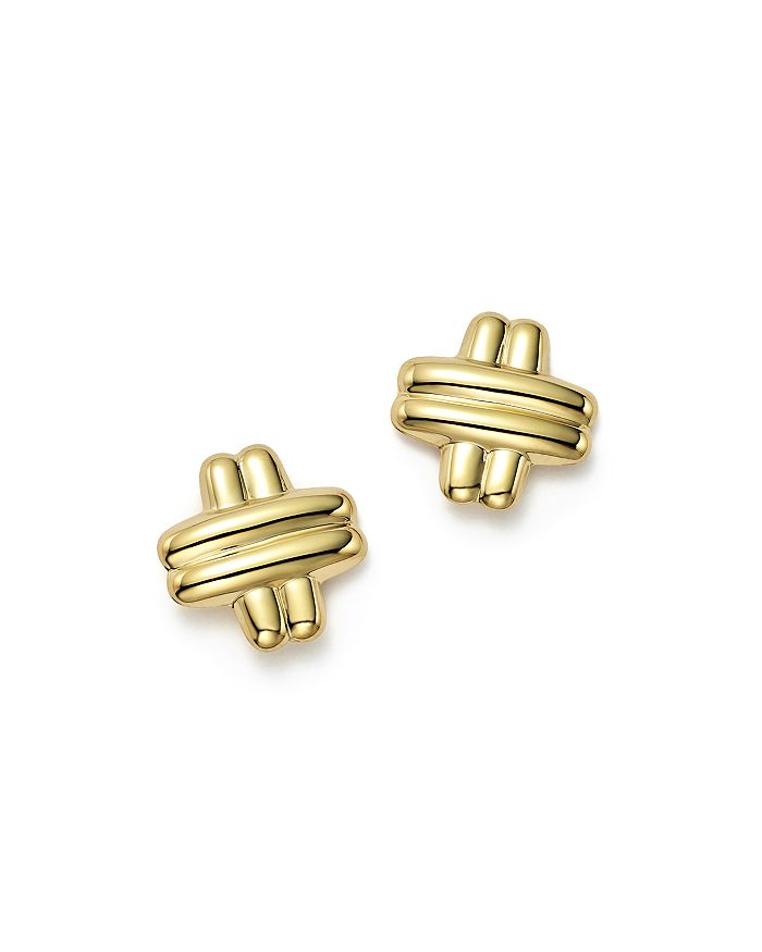 Bloomingdale's 14k Yellow Gold Medium Cross Stud Earrings - 100% Exclusive
