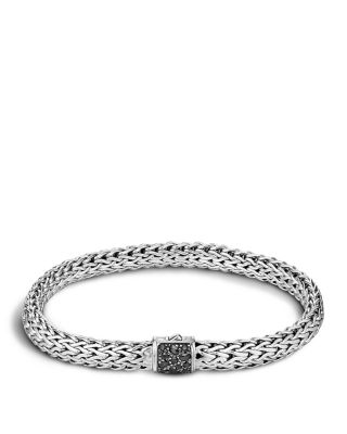 John Hardy Men's Classic Chain Sterling Silver Lava Medium Bracelet with Black Sapphires