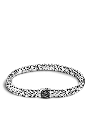 John Hardy Men's Classic Chain Sterling Silver Lava Medium Bracelet with Black Sapphires