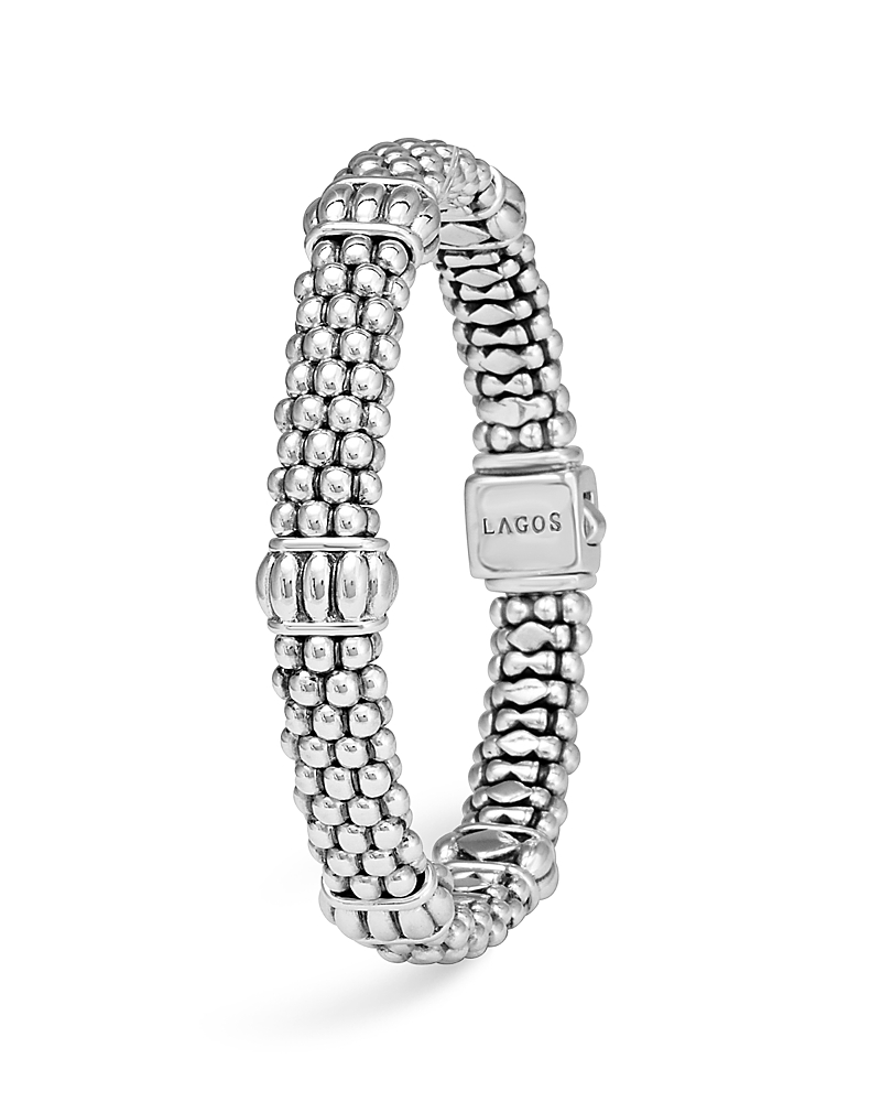Lagos Sterling Silver Signature Caviar Fluted Station Bracelet
