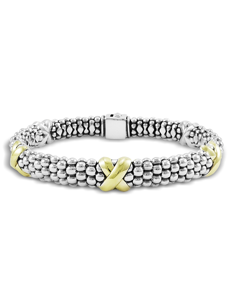 Lagos 18K Yellow Gold and Sterling Silver Embrace Caviar Bracelet
