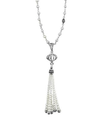 LAGOS - Sterling Silver Luna Cultured Pearl Tassel Pendant Necklace, 36"