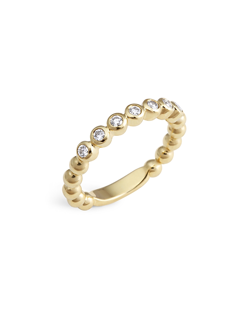 Lagos 18k Gold Beaded And Diamond Ring In White/gold