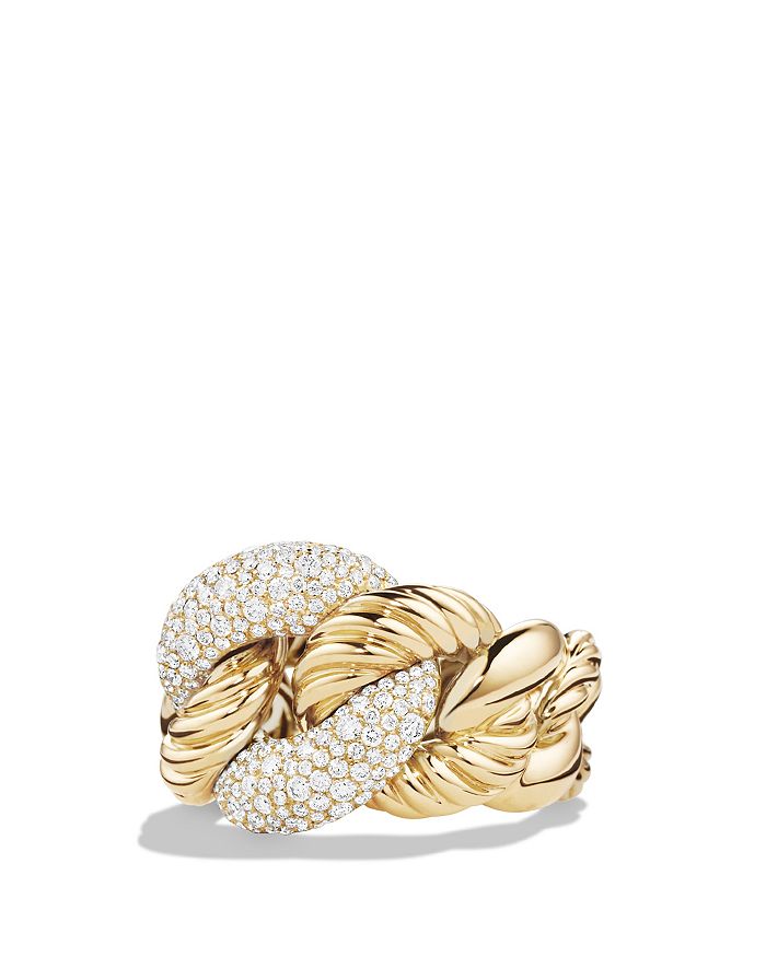 David Yurman Belmont Curb Link Ring with Diamonds in 18K Gold