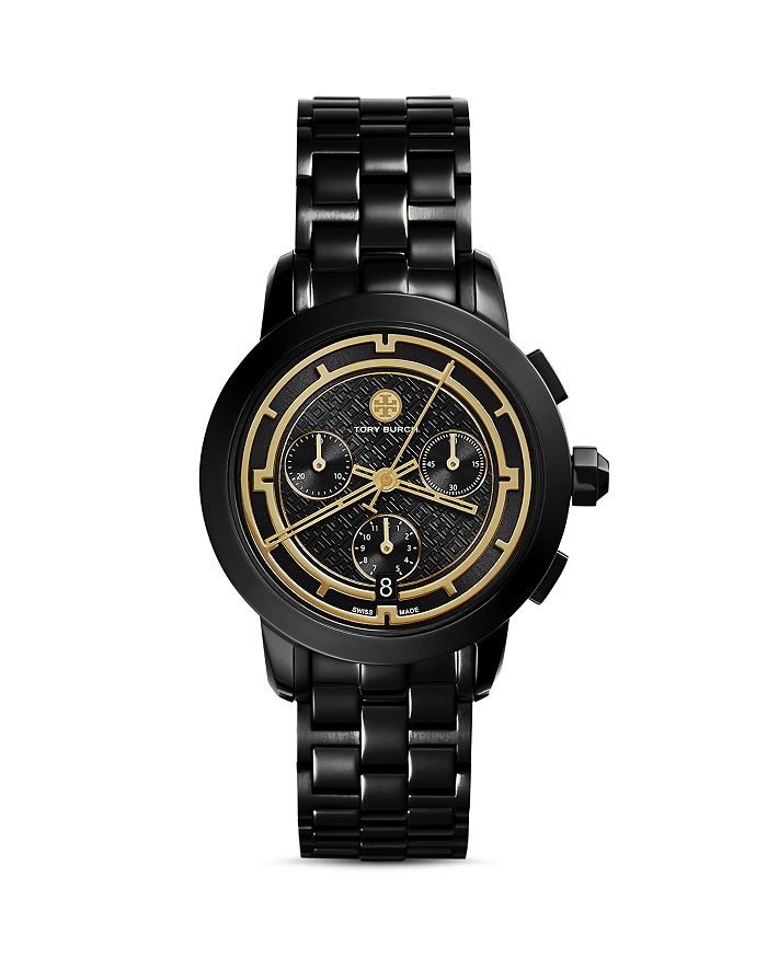 Tory Burch The Tory Chronograph White Dial Two Tone NATO Strap Watch for Women - TBW1037