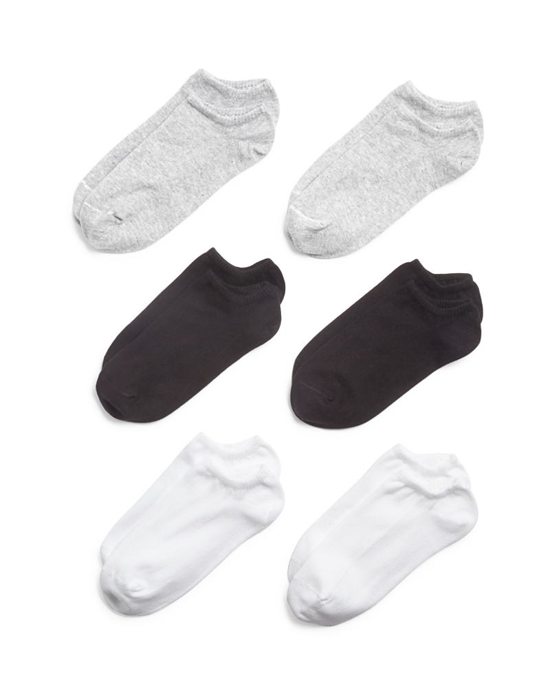 Hue Women's 6 Pack Cotton No Show Socks In Black/white/gray