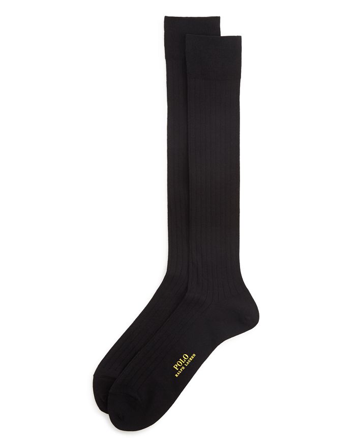 Polo Ralph Lauren Over-the-calf Ribbed Dress Socks In Black
