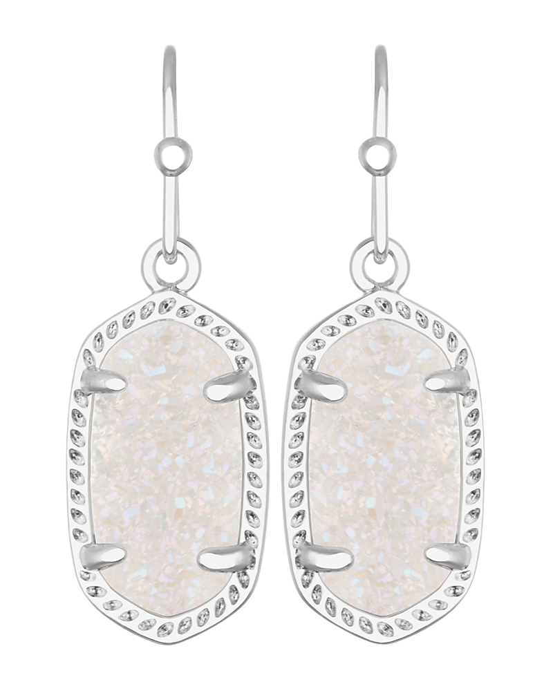 Kendra Scott Lee Agate Drop Earrings In Silver/iridescent Drusy