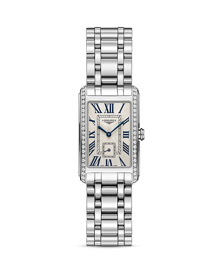 Longines Stainless Steel Watch With Diamonds, 37mm In Silver