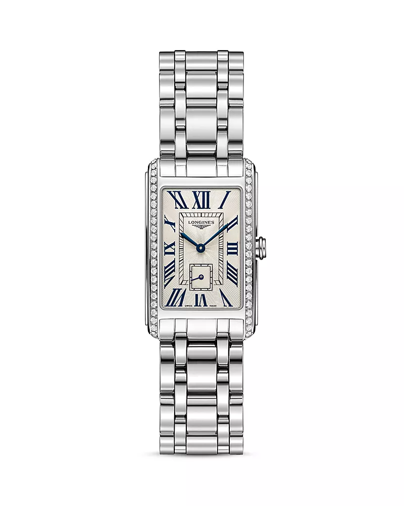 Longines Stainless Steel Watch with Diamonds, 37mm