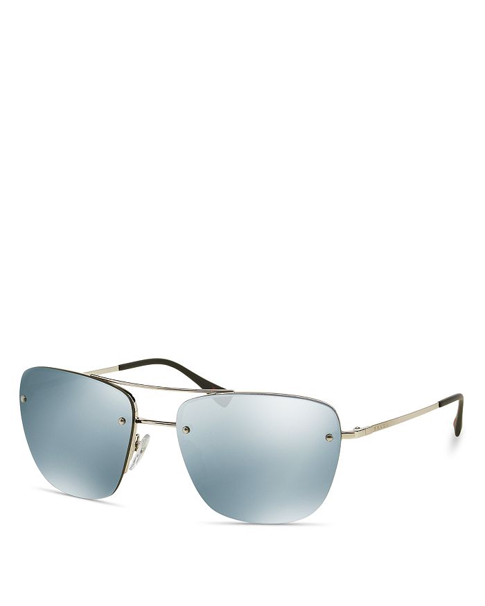 Prada Men's Square Mirrored Rimless Sunglasses, 56mm | Bloomingdale's