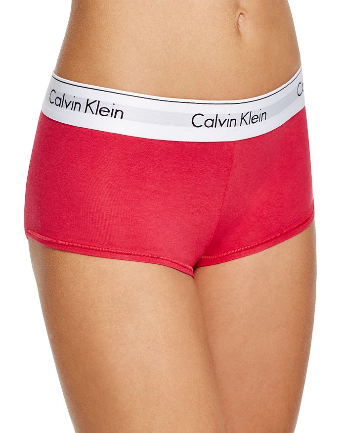 NWT Calvin Klein F3788 Modern Mid-Rise Logo Cotton Boyshorts, Gray  Melange, L
