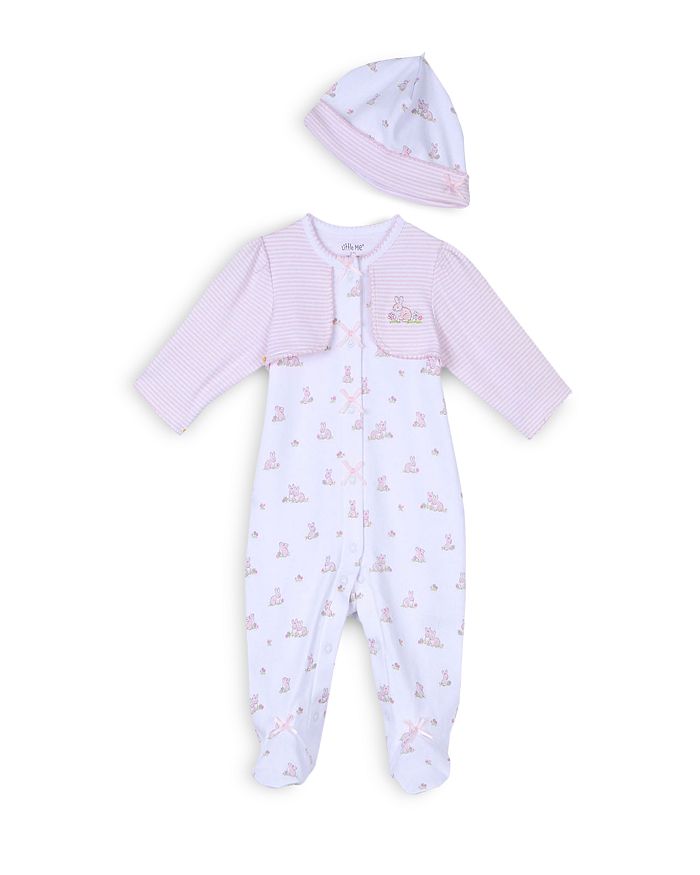 Little Me Girls' Baby Bunnies Footie & Hat Set - Baby In Orchid Pink