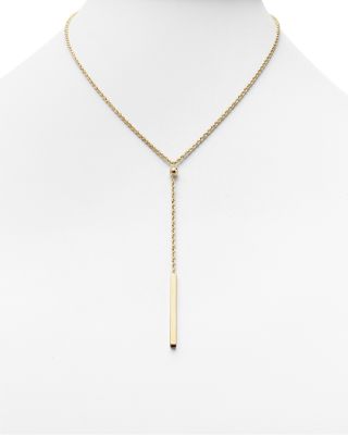 14K Yellow Gold Rope Chain Bar Drop Necklace, 18" 