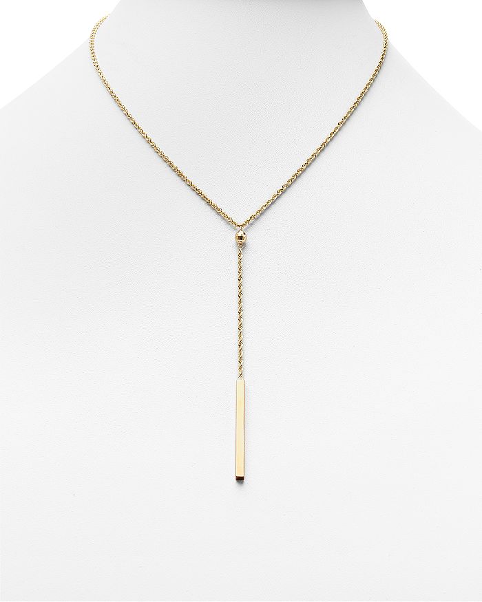 Shop Bloomingdale's 14k Yellow Gold Rope Chain Bar Drop Necklace, 18 - 100% Exclusive