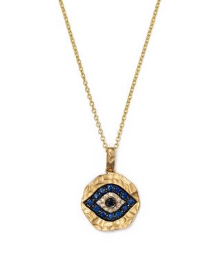 diamond and sapphire evil eye necklace