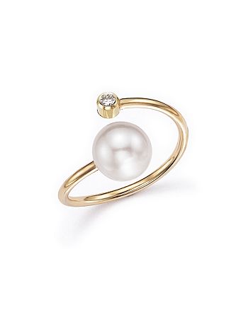 Zoë Chicco 14K Yellow Gold Bypass Ring with Cultured Freshwater Pearls ...