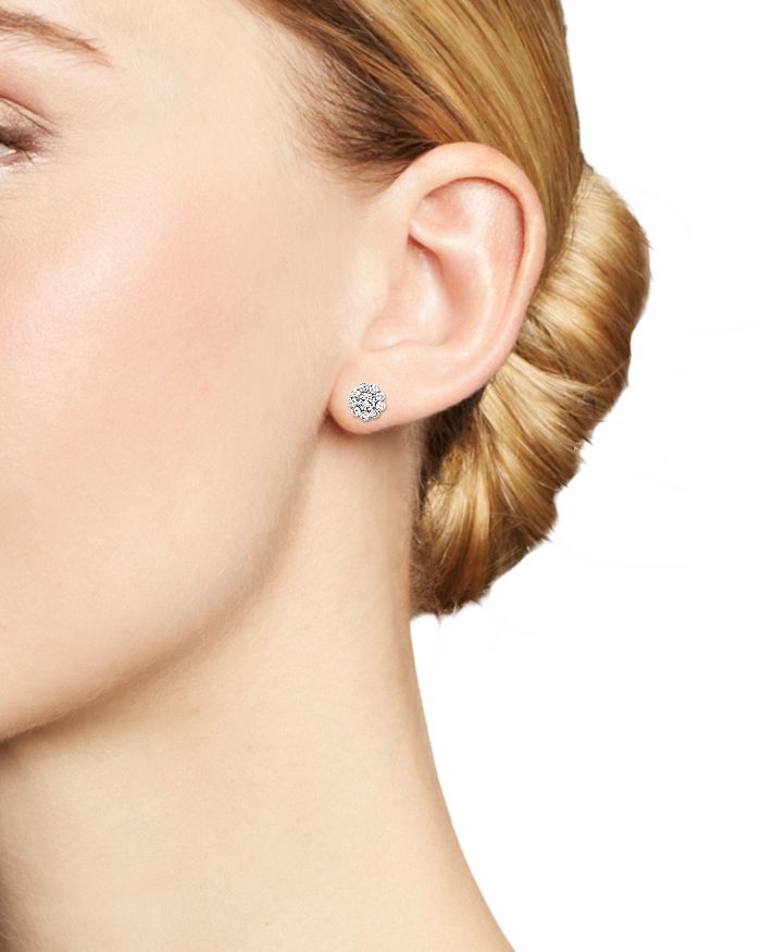 Shop Bloomingdale's Certified Diamond Halo Stud Earrings In 14k White Gold, 1.0 Ct. T.w.