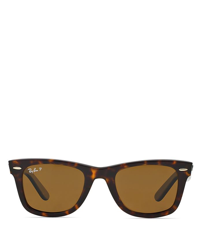 Ray Ban Unisex Polarized Wayfarer Sunglasses, 50mm In Tortoise/brown Polarized
