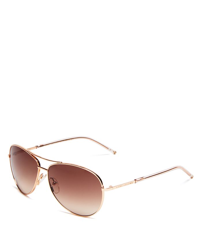 Shop Marc Jacobs Brow Bar Aviator Sunglasses, 59mm In Gold/gold Gradient Lens