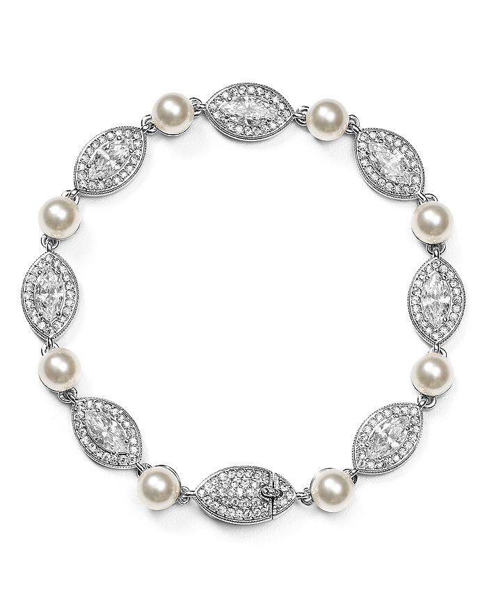 Nadri Simulated Pearl Bracelet In Silver