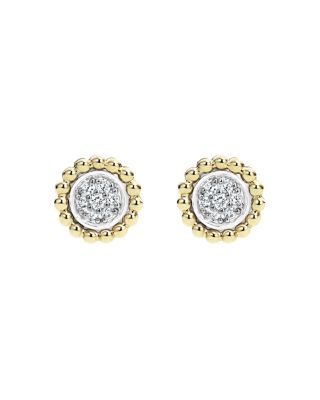 LAGOS 18K Gold and Diamond Caviar Stud Earrings