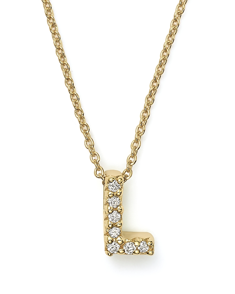 Roberto Coin 18K Yellow Gold and Diamond Initial Love Letter Pendant Necklace, 16