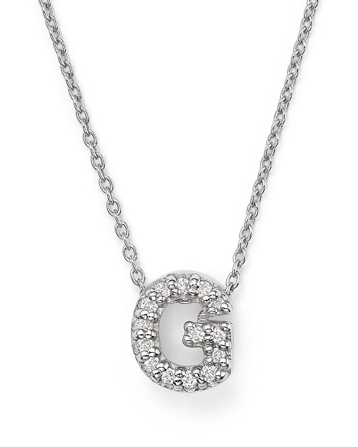 Roberto Coin 18k White Gold "love Letter" Initial Pendant Necklace With Diamonds, 16"