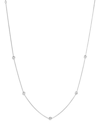 18k white gold diamond station necklace