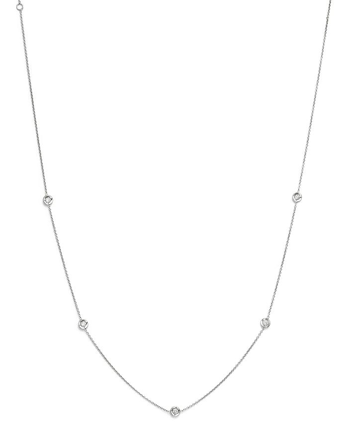 ROBERTO COIN 18K WHITE GOLD DIAMOND STATION NECKLACE, 18,001316AW18D0