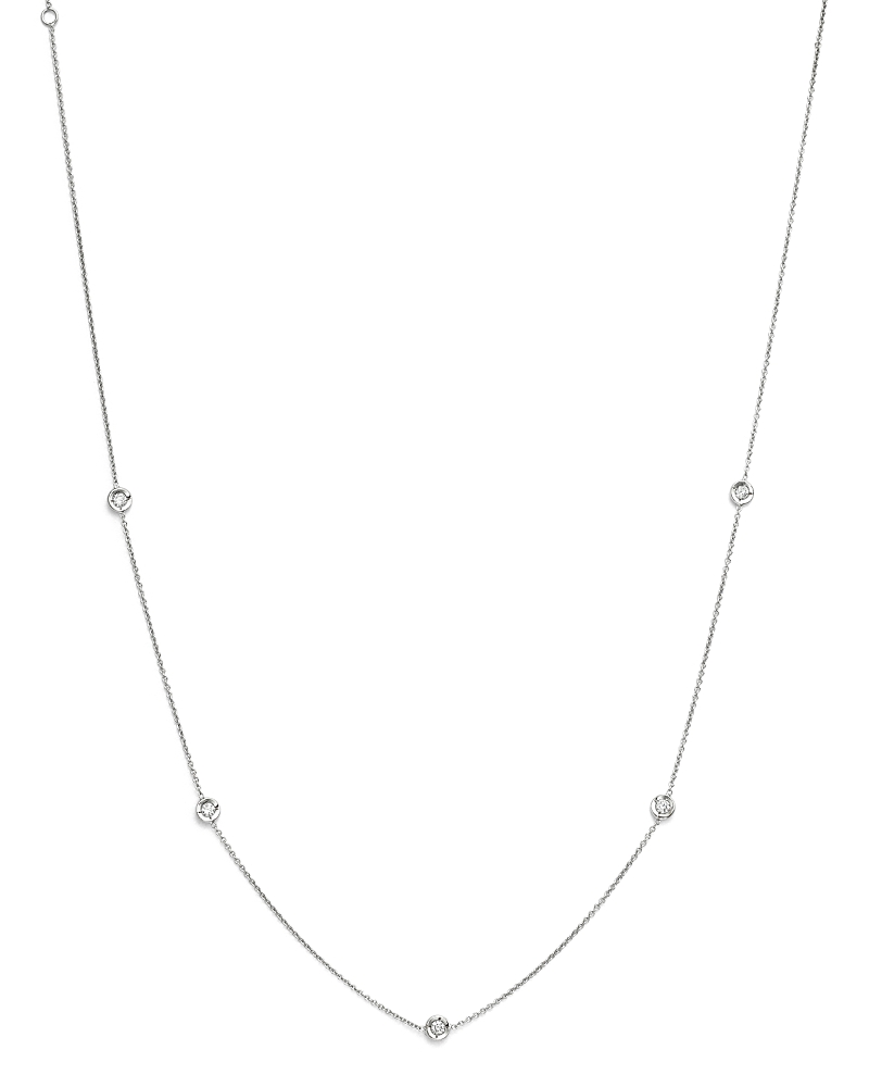 Roberto Coin 18k White Gold Diamond Station Necklace, 18 In White Gold