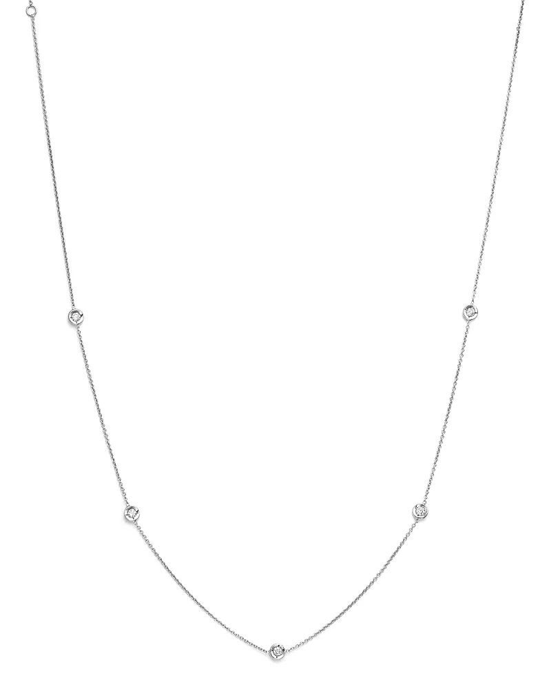 Roberto Coin 18K White Gold Diamond Station Necklace, 18