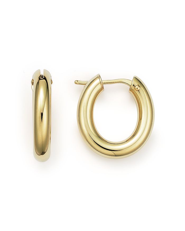 Shop Roberto Coin 18k Yellow Gold Oval Hoop Earrings