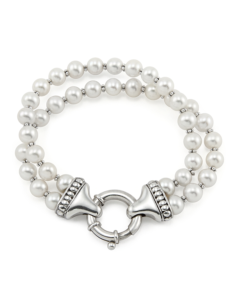 Lagos Sterling Silver Luna 2 Strand Cultured Pearl Bracelet