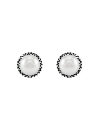 Sterling Silver &amp;quot;Luna&amp;quot; Cultured Pearl Stud Earrings