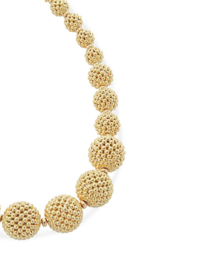 Lagos 18k Gold Caviar Graduated Lattice Ball Statement Necklace, 16 In Gold