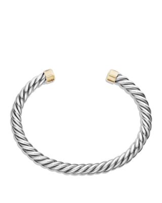 Men's Cable Classic Cuff Bracelet with 18k Gold
