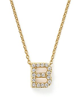 Roberto Coin - Roberto Coin 18K Yellow Gold and Diamond Initial Love Letter Pendant Necklace, 16"