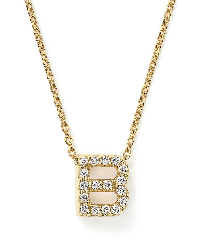 Roberto Coin - Roberto Coin 18K Yellow Gold and Diamond Initial Love Letter Pendant Necklace, 16"