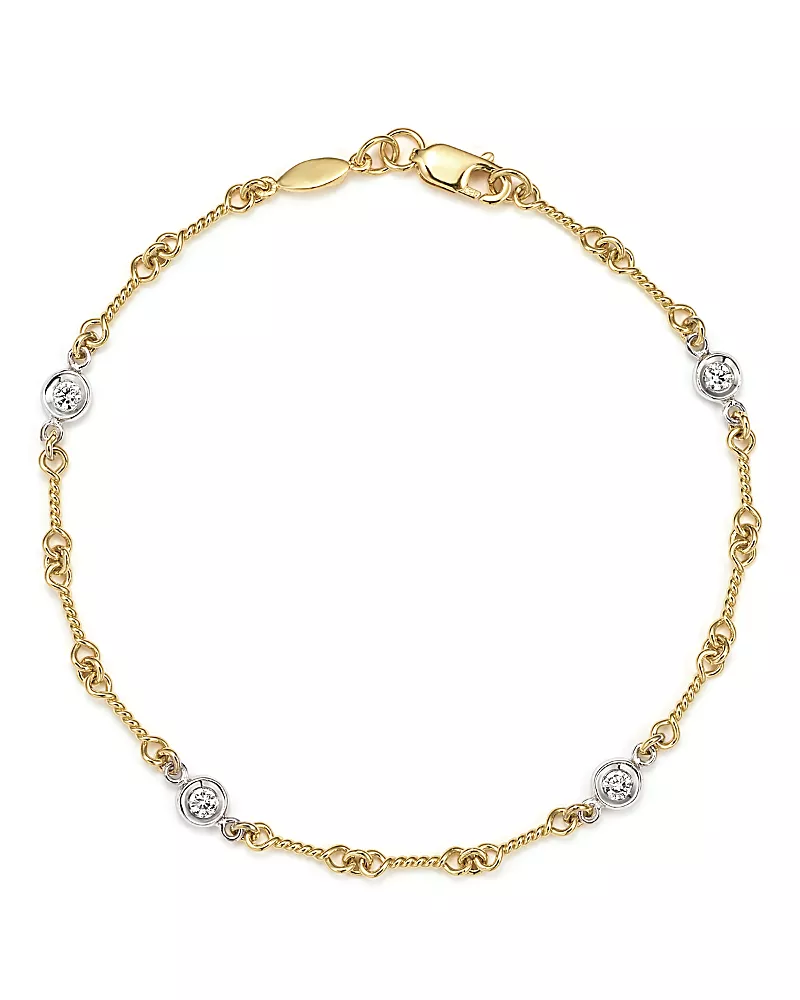 Roberto Coin 18K Yellow Gold and Diamond Station Bracelet