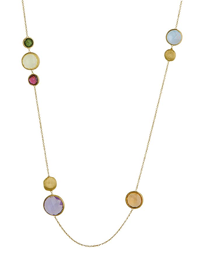 Shop Marco Bicego 18k Yellow Gold Jaipur Gemstone Necklace, 36 In Multi/gold